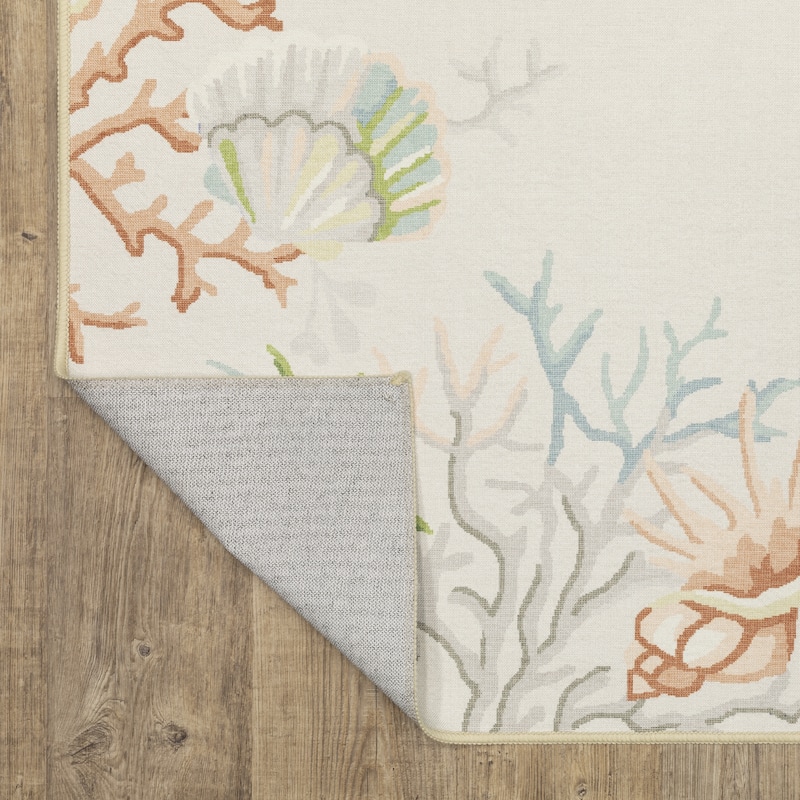 Style Haven Flores Coral Star Fish Beige/Multi Indoor-Outdoor Washable Rug