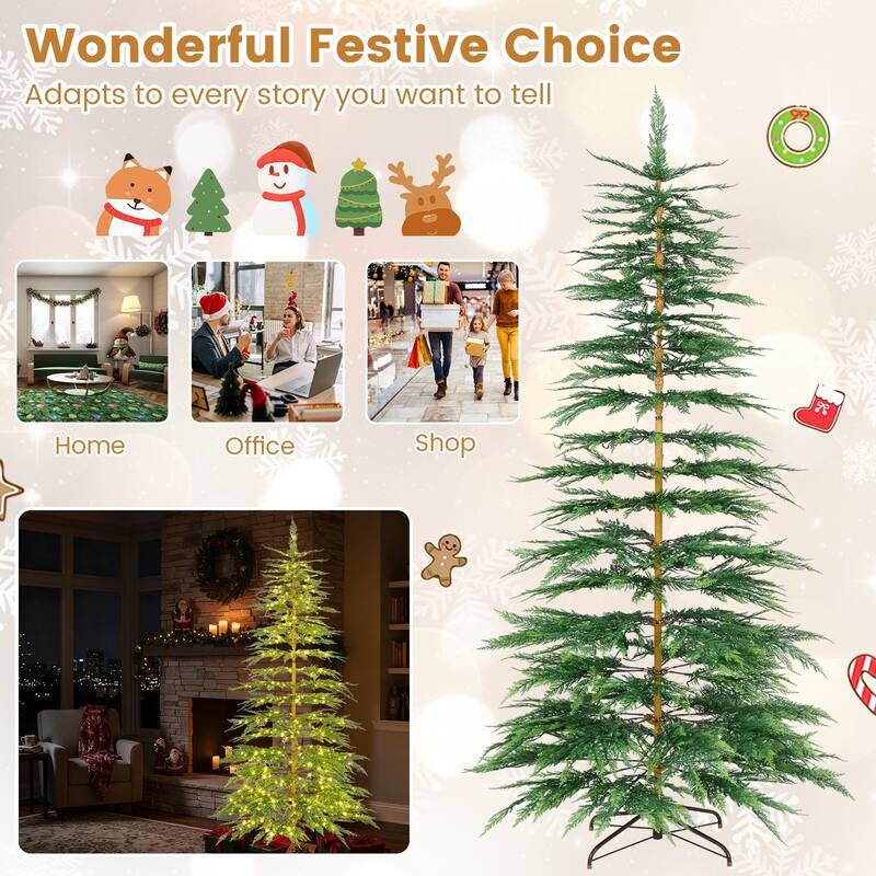 Costway 6.5 FT/7.5FT Pre-Lit Christmas Tree Hinged with 470/612 PE