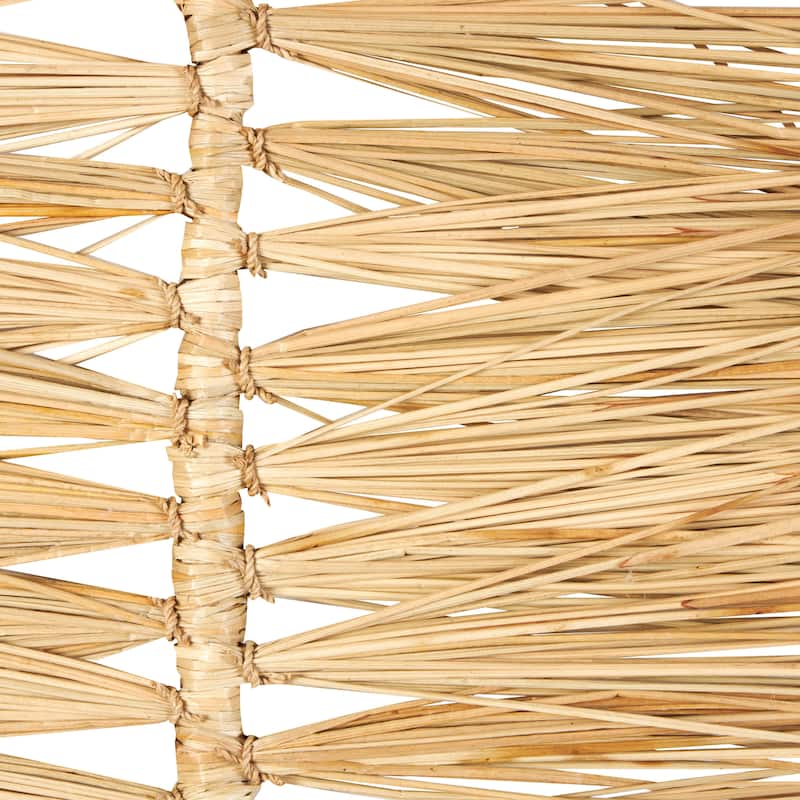 Bamboo Wood Leaf Handmade Tall Tassel Palm Leaf Fan Stick Home Decor Natural Foliage - Set of 3 Light Brown - Roche River Decor