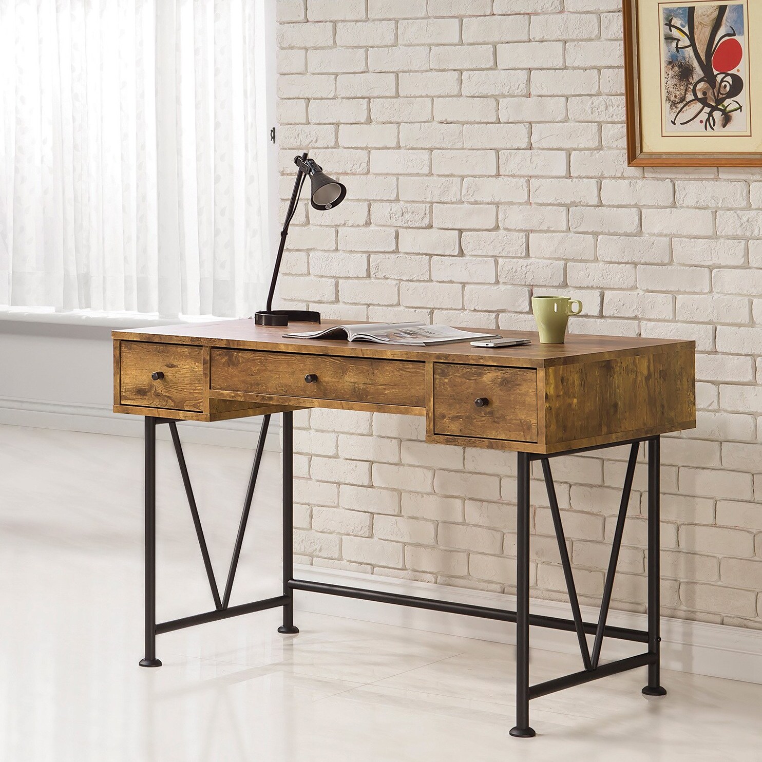 Writing desk top with metal legs