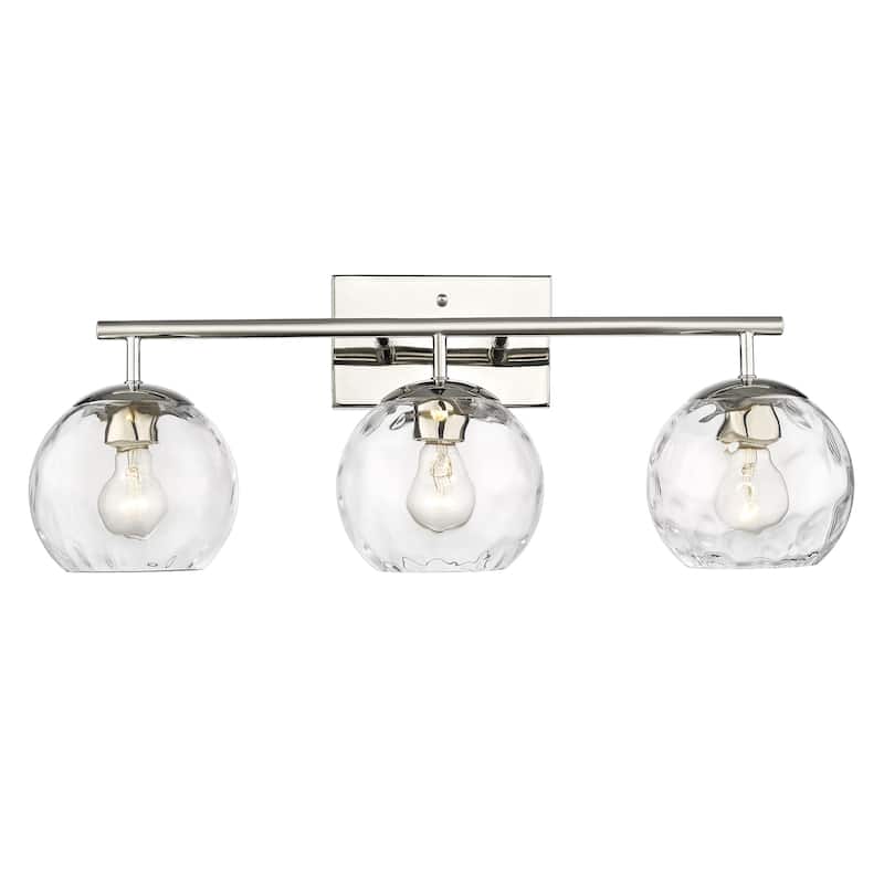 Mackenzie 3-light Polished Nickel Bath/ Vanity Fixture w/ Water Glass