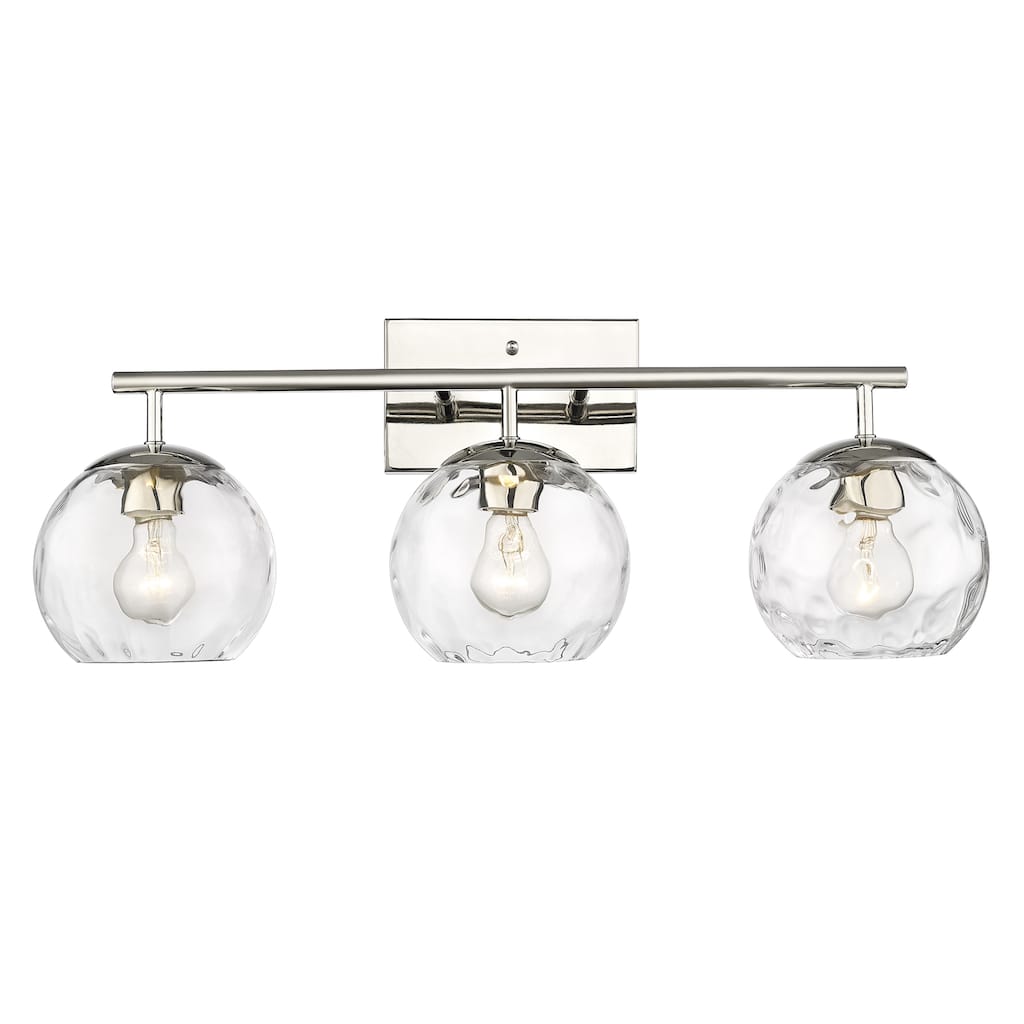 Mackenzie 3-light Polished Nickel Bath/ Vanity Fixture w/ Water Glass
