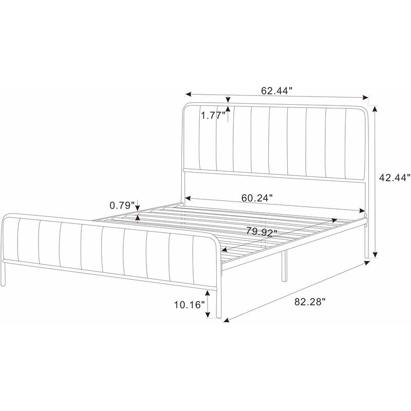 Upholstered Queen Bed Frame with Tufted Headboard Modern Design