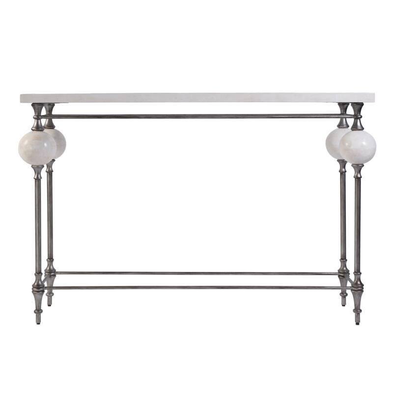 Amadeo 49 in. W Rectangular Stone and Metal Console Table
