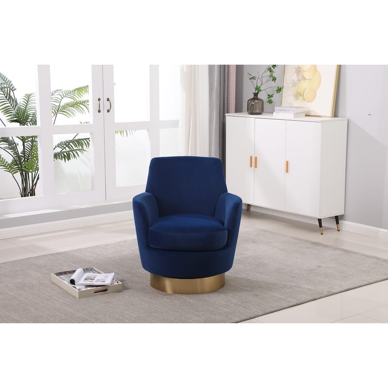 Velvet Swivel Barrel Chair for Living Room, 360° Swivel Accent Chair with Arms, Modern Round Barrel Armchair for Reading Corner