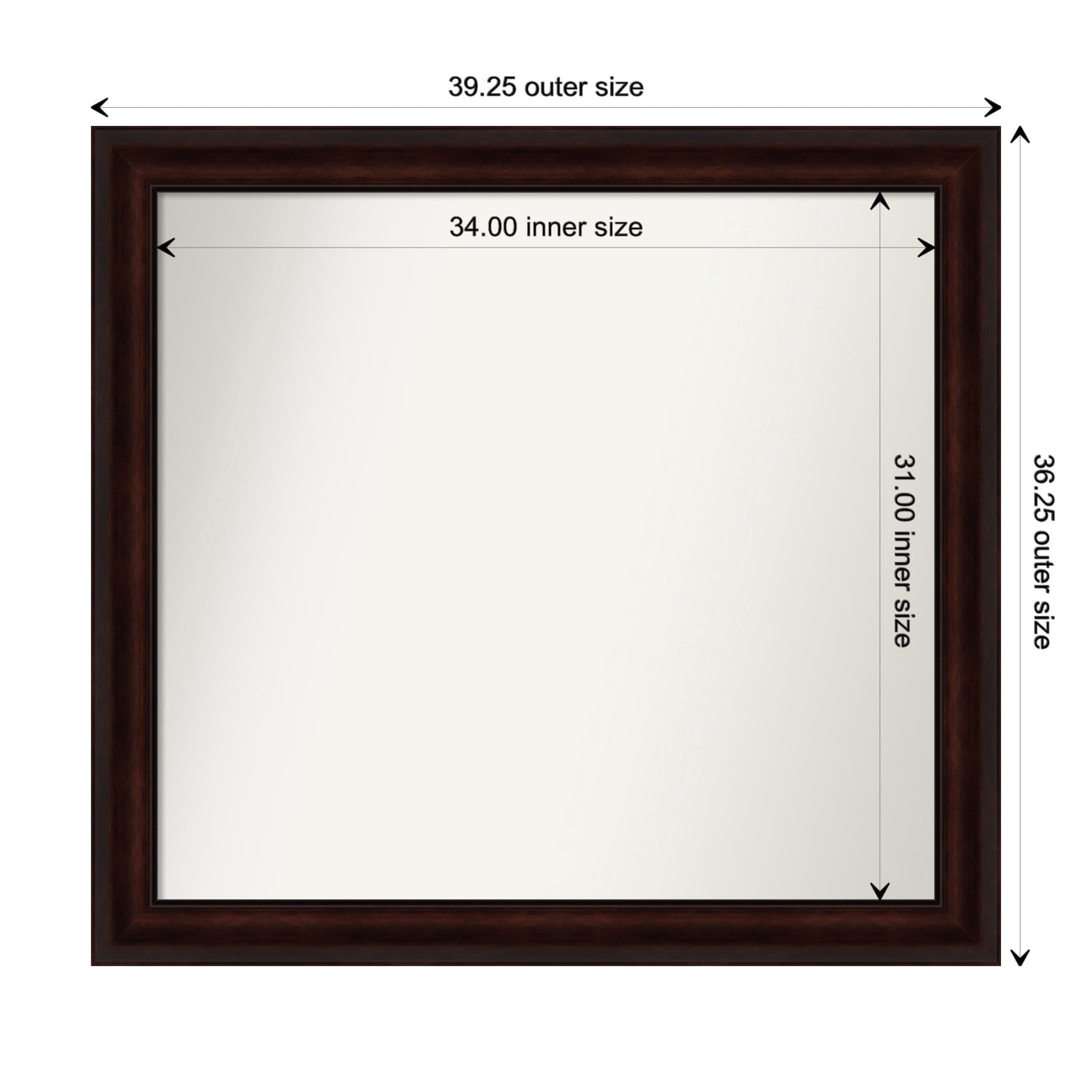 Coffee Bean Brown Framed Non-Beveled Custom Wall Mirror, Bathroom Vanity Mirror