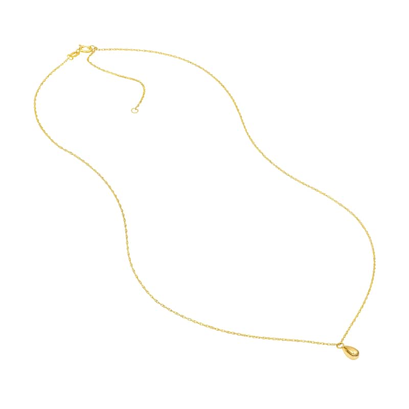 Curata 14k Yellow Gold 18' Small Puffed Teardrop Pendant Necklace