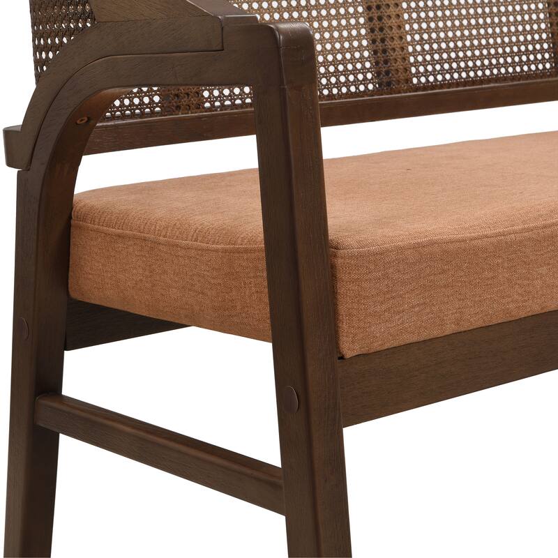 Christopher Knight Home - Curved Rubberwood Cane 46.25" Upholstered Loveseat