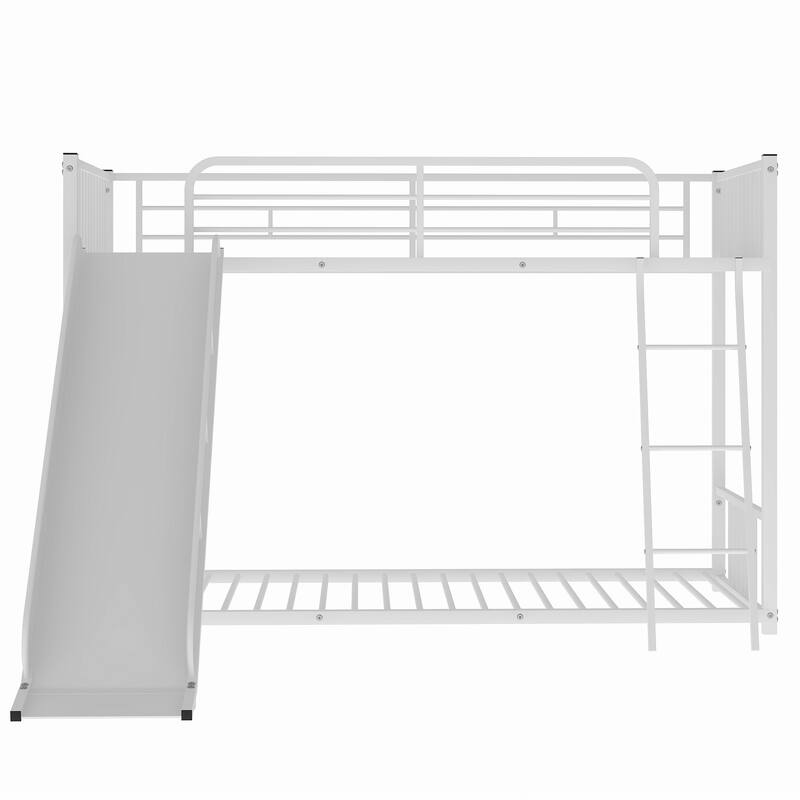 Black Twin over Twin Industrial Vertical Tubes Style Metal Bunk Bed