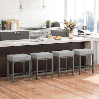 4PCS Counter Height Bar Stools 24.5" Backless Bar Saddle Stools