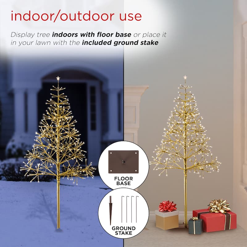 Alpine Corporation 53"H Indoor/Outdoor Artificial Christmas Tree with LED Lights
