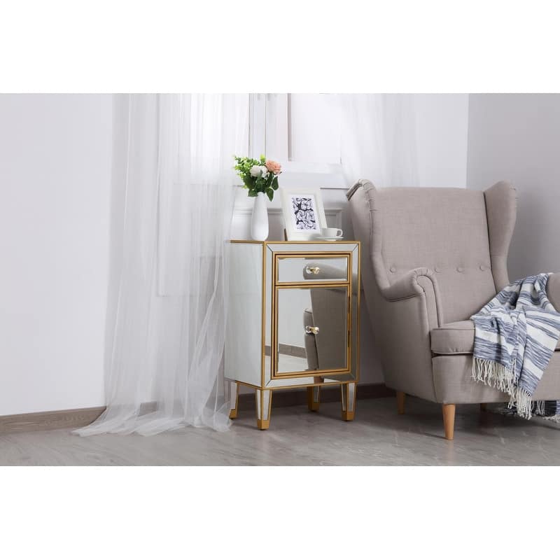 Reflexion Collection Rosa 18-inch Wide Mirrored 1-drawer Nightstand