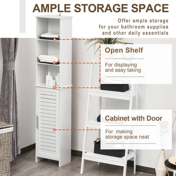 Shop Kleankin Organizer Bathroom Tall Storage Cabinet W Door