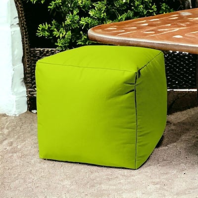 HomeRoots 17" Cool Lemongrass Green Solid Color Indoor Outdoor Pouf Cover - 17' X '17' X '1