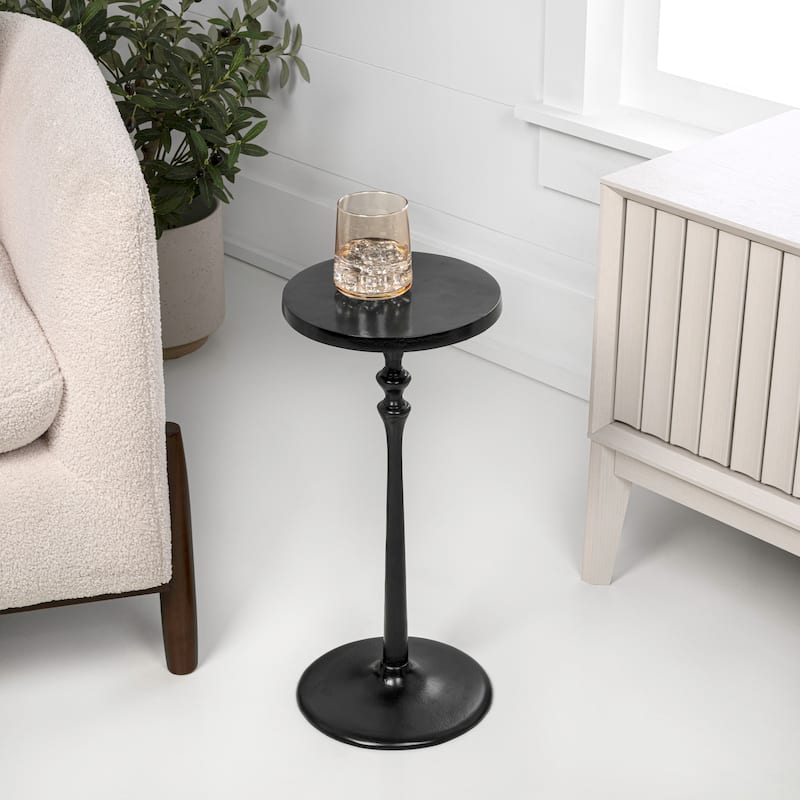JONATHAN Y Lulu 19.5" Classic Pedestal Round Metal Drink Table and Decorative End Table