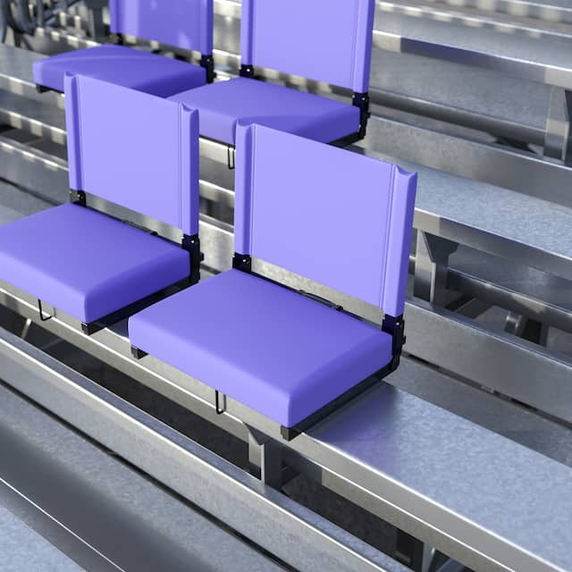2 Pack 500 lb. Rated Lightweight Stadium Chair-Handle-Padded Seat - Purple