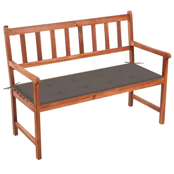 slide 2 of 7, vidaXL Patio Bench with Cushion 47.2" Solid Acacia Wood - 47.2" x 22.8" x 35.4"