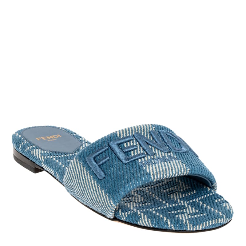 Fendi Sunshine Denim-effect Slides - 36.5 EU