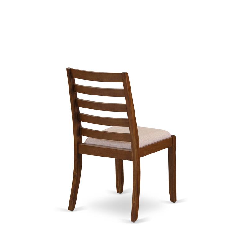 East West Furniture Dining Table set included a Round Table and stackable Chair, Antique Walnut (Pieces & Seat Type Options)