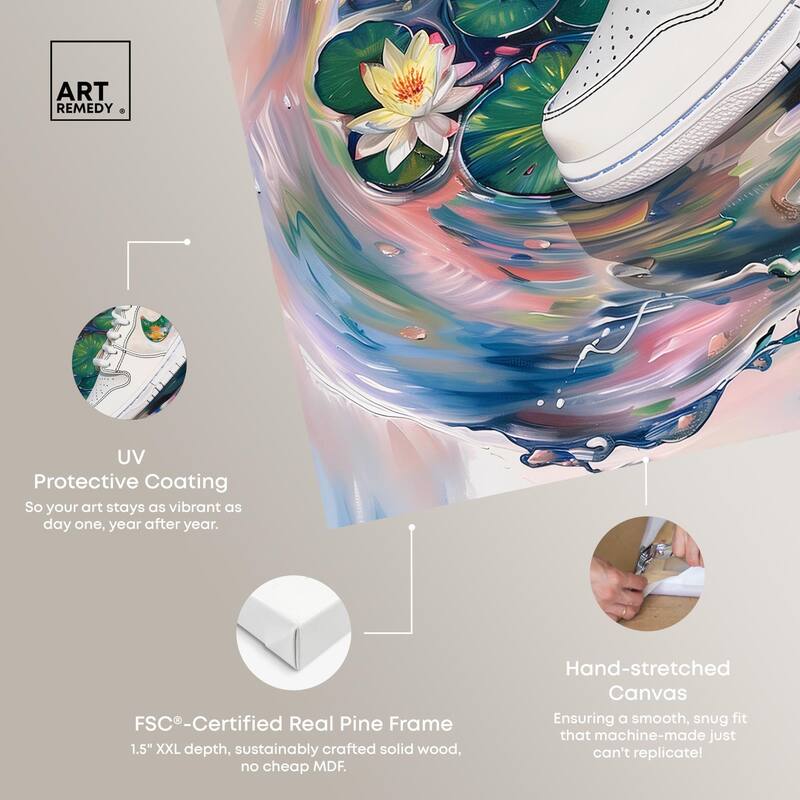 Lilypads Sneaker Splash Canvas by Art Remedy, Gallery Wrapped