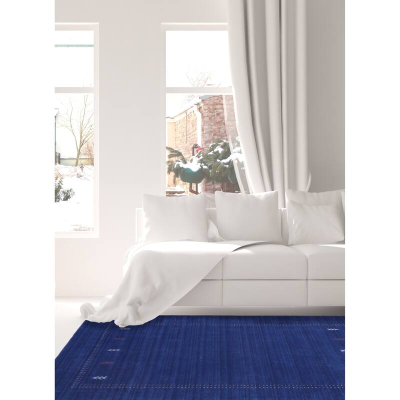 ECARPETGALLERY Hand Loomed Kashkuli Gabbeh Dark Blue Wool Rug - 5'0 x 6'11