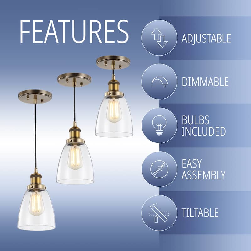 Ferano 5.5" Adjustable Metal/Glass LED Pendant, Chrome by JONATHAN Y