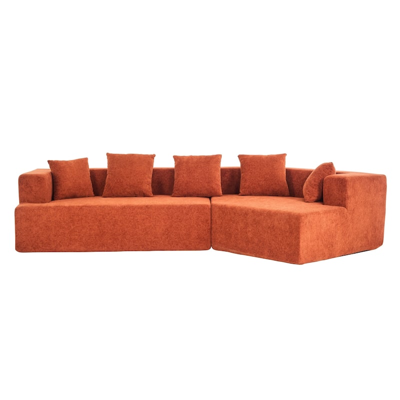 Deep Seat Modern Memory Foam Sofa with Chenille Fabric