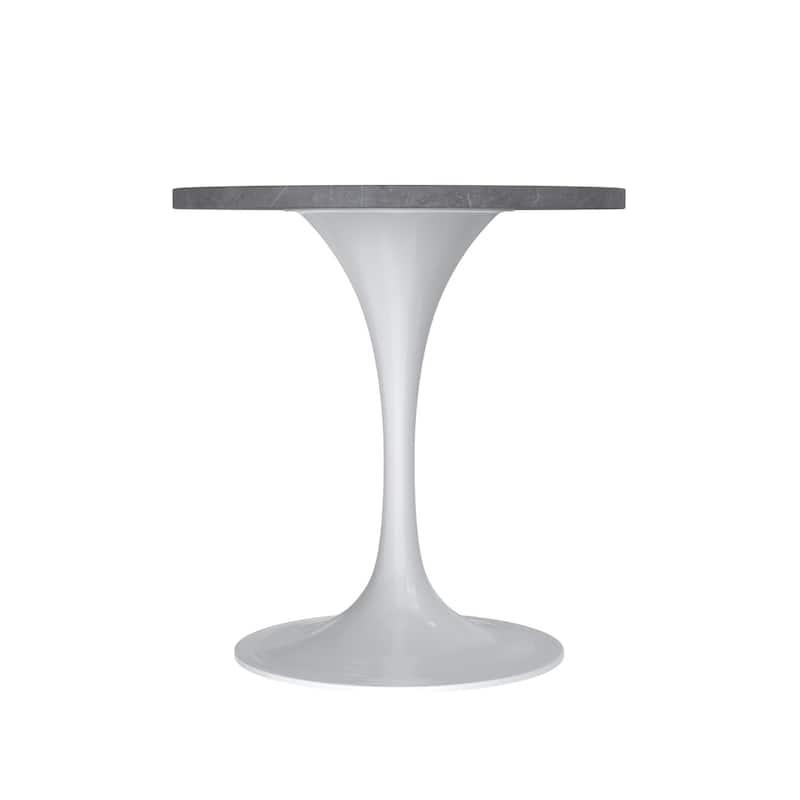 LeisureMod Verve Round Dining Table with Sintered Stone TableTop and Stainless Steel Base for Kitchen & Dining Room