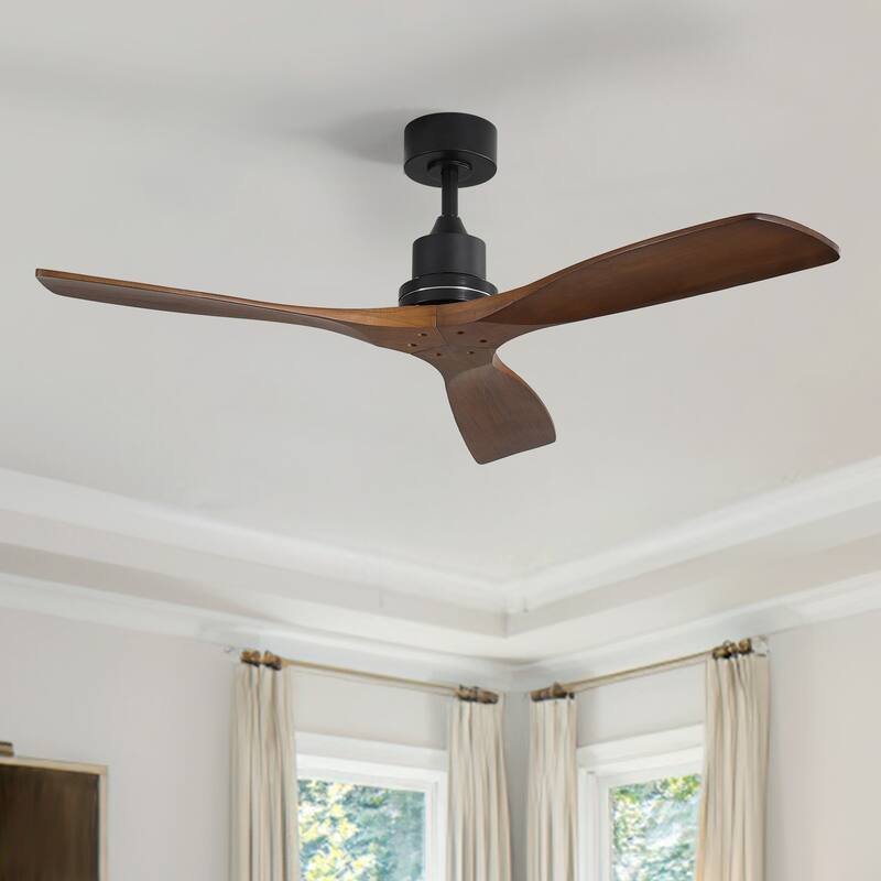 52 inch Smart Solid Wood Ceiling Fan with Intetraged Light and Remote,Google Assistant/Alexa APP Control