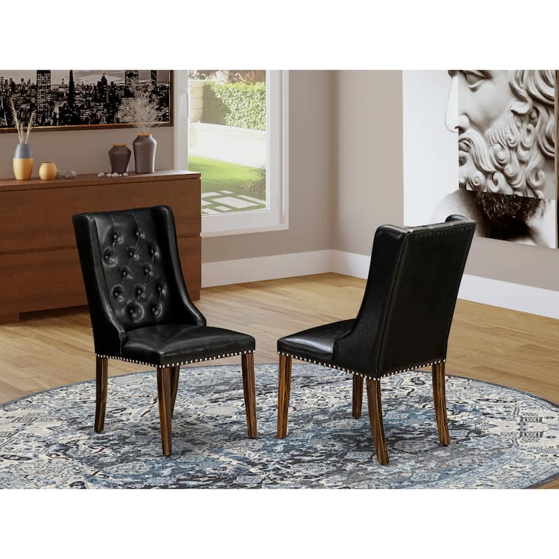 East West Furniture Parson Kitchen Chairs - Button Tufted Nailhead Upholstered Dining Chairs, Set of 2, (Finish & Upholstered) - FOP7T49