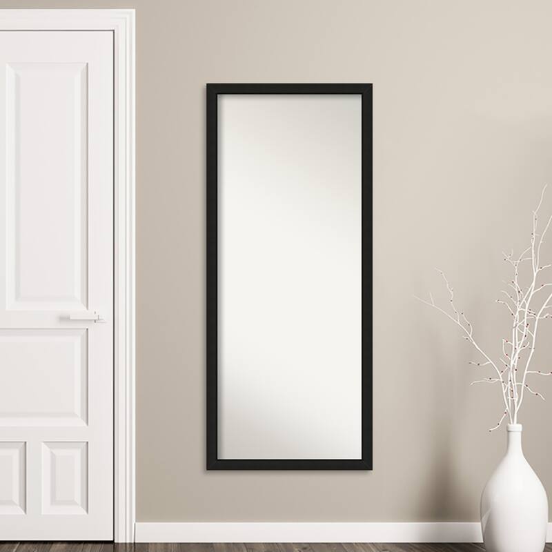 Midnight Black Narrow Non-Beveled Wood Framed Full-Length Floor Leaner Mirror - Midnight Black Narrow - Glass Size 24x60