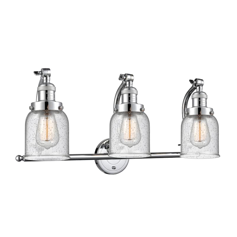 Innovations Lighting Small Bell 3 Light 28" Wide Bathroom Vanity Light - Polished Chrome / Seedy