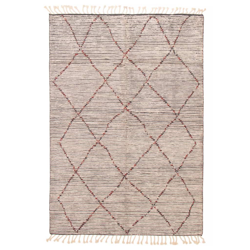ECARPETGALLERY Hand-knotted Tangier Ivory Wool Rug - 6'11 x 9'10