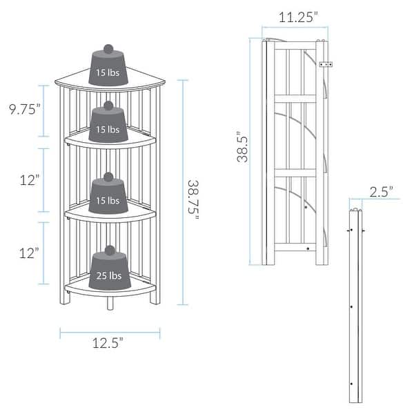 Mission 4-shelf Corner Folding 100% Solid Wood Bookcase