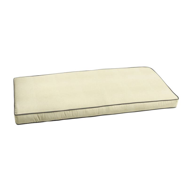 Sorra Home Sunbrella Ivory with Charcoal Grey Indoor/ Outdoor Bench Cushion