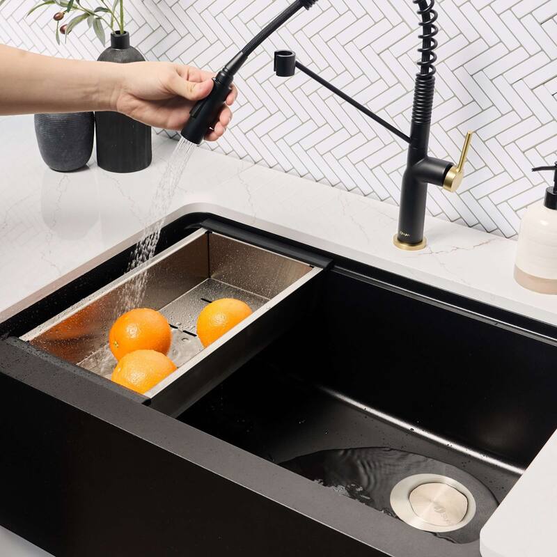 STYLISH Undermount 30" Workstation Single-Bowl Composite Granite Kitchen Sink - 30" x 21" x 10"