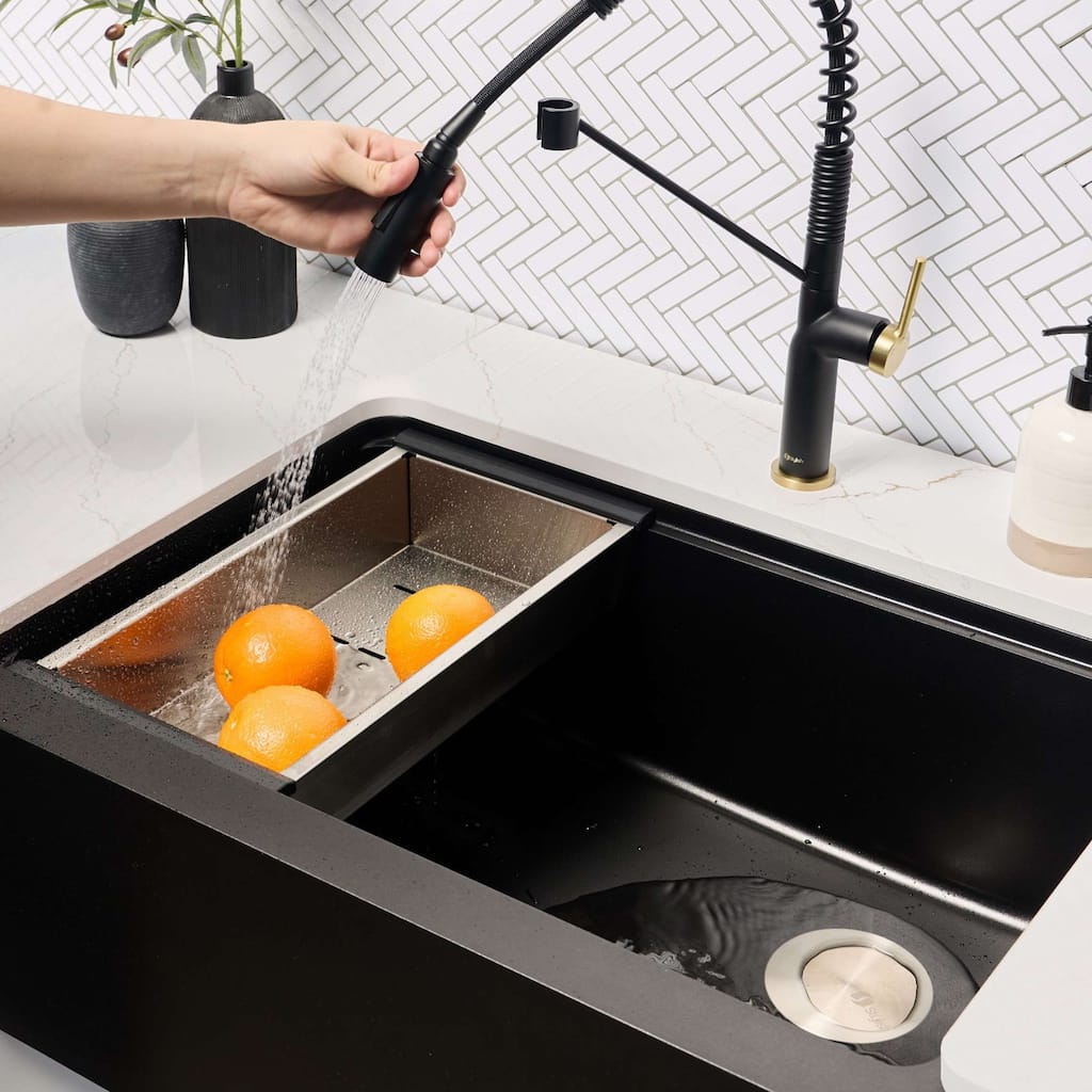 STYLISH 30 inch Composite Granite Workstation Undermount Kitchen Sink - 30" x 21" x 10"