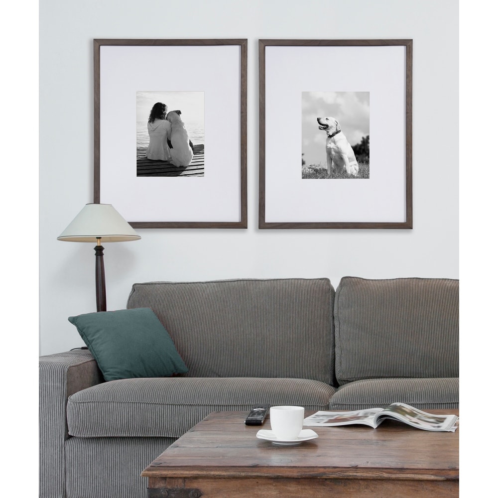 11x14 Picture Frames Solid Wood - Matted to Display Pictures 9x12 or 8x10  or 11x14 Frame without Mat - Wooden Photo Frame 11x14 inch with 2 Mats for  Wall Mounting or Table