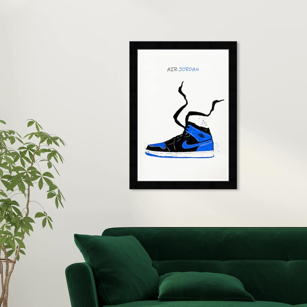 Wynwood Studio Prints Fashion and Glam Air jordan Drawing V Blue and Sapphire Blue Modern & Contemporary Wall Art Canvas Print