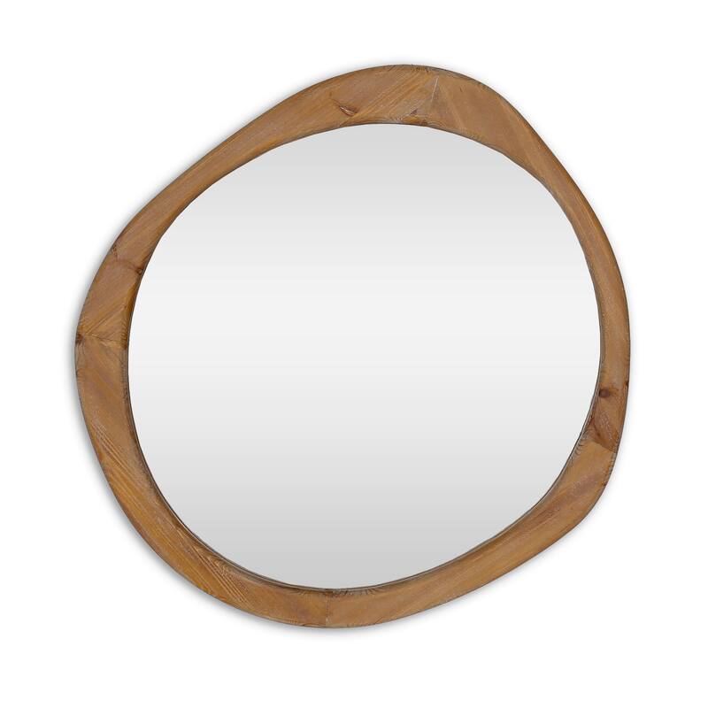 HomeRoots 32" Brown Abstract Wood Framed Accent Mirror - 31.00 in. x 32.00 in. x 1.50 in.