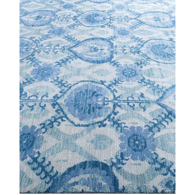 Modern One-of-a-Kind Handmade Area Rug - Gray, 7' 10" x 9' 10" - 7' 10" x 9' 10"