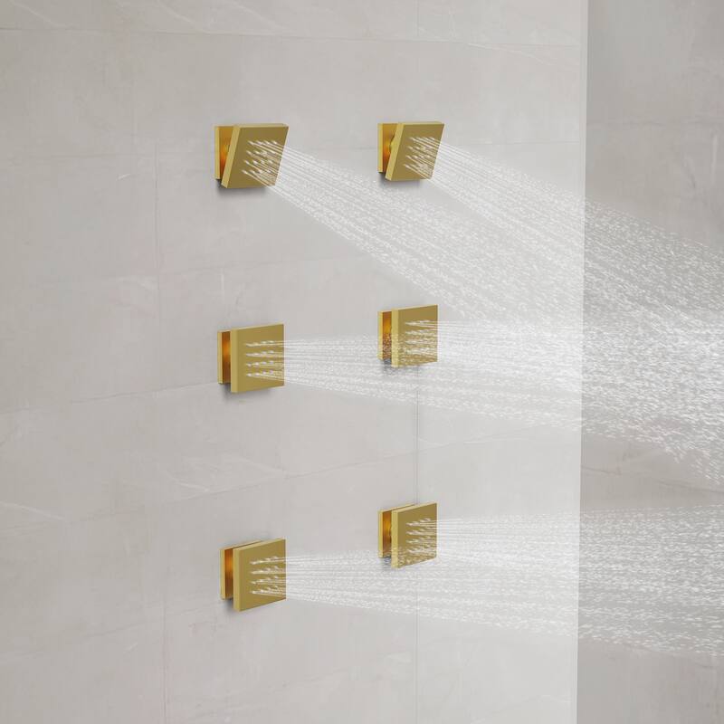 Thermostatic Shower System 12" Rain Shower Head with High Pressure Handheld Spray