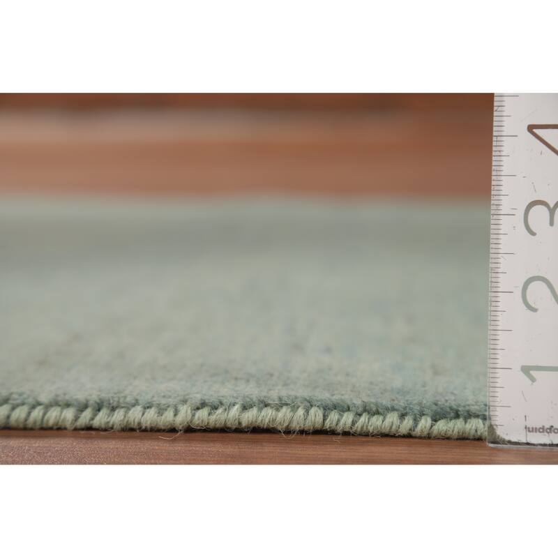 Modern Gabbeh Oriental Foyer Rug Hand-Knotted Blue Wool Carpet - 3'5"x 4'11"