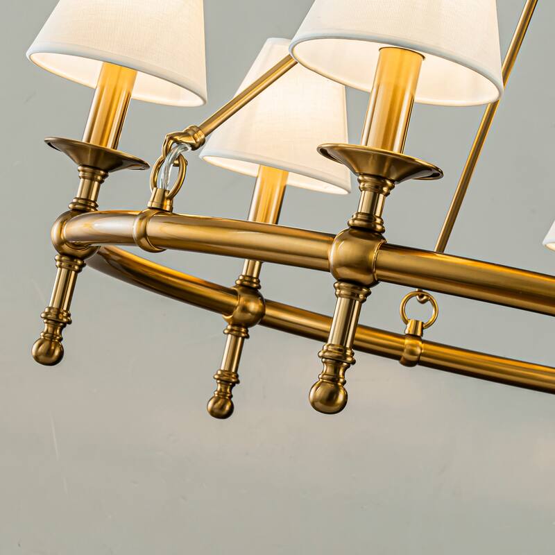 Vintage Chandelier 6-Light Classic Pendant Fixture with White Shades for Elegant Interior Lighting