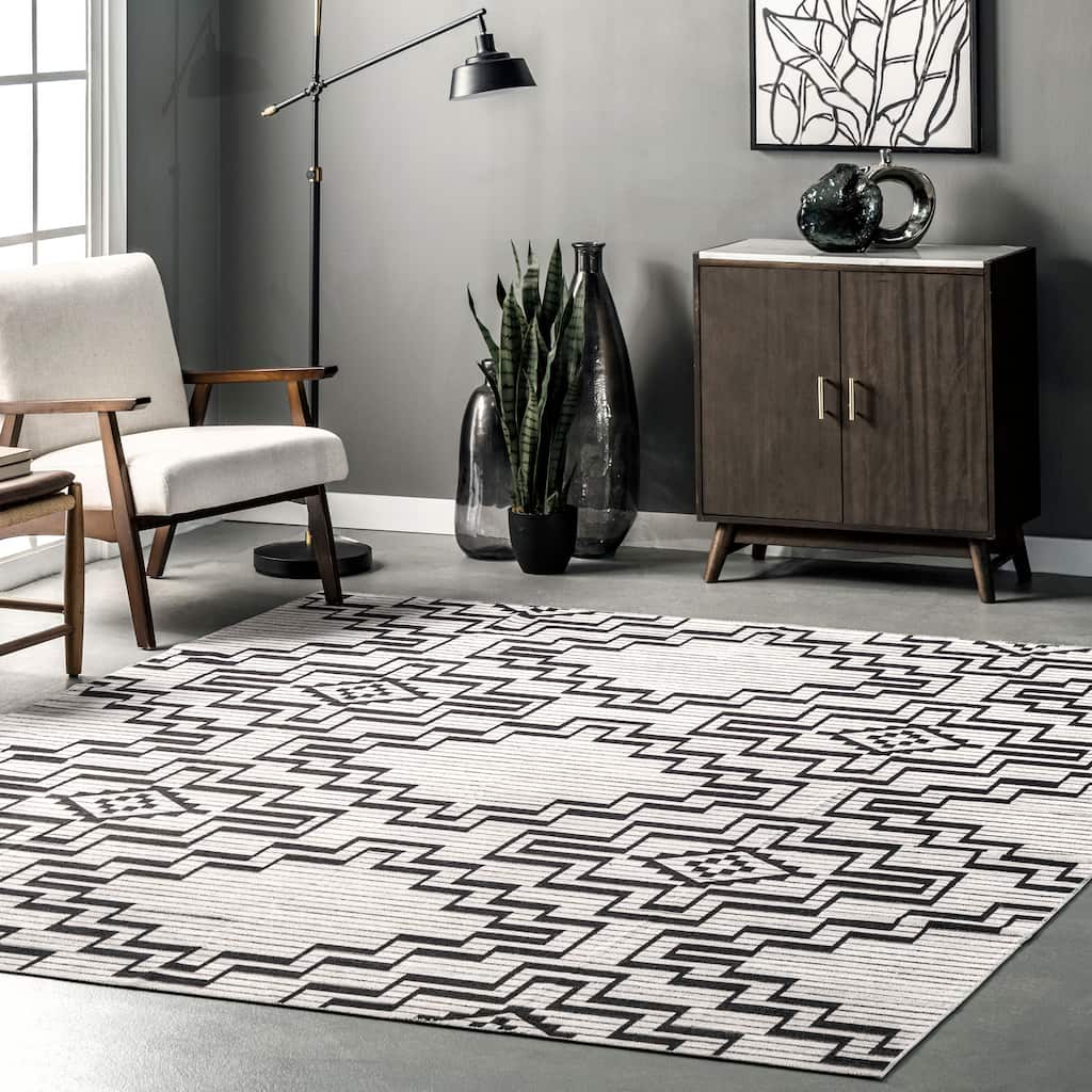 Nuloom Tashia SpinClean Modern Geometric Machine Washable Area Rug