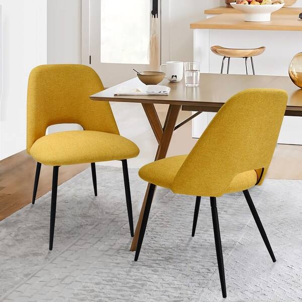 Upholstered Modern Dining Chair Cutout Back Kitchen Chairs(Set of 2