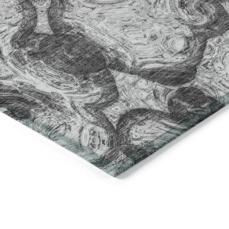Machine Washable Indoor/ Outdoor Chantille Abstract Waves Rug