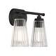 preview thumbnail 10 of 9, Savoy House Chantilly 2-Light Bathroom Vanity Light with Clear Fluted Glass Shades (14" W x 10"H)