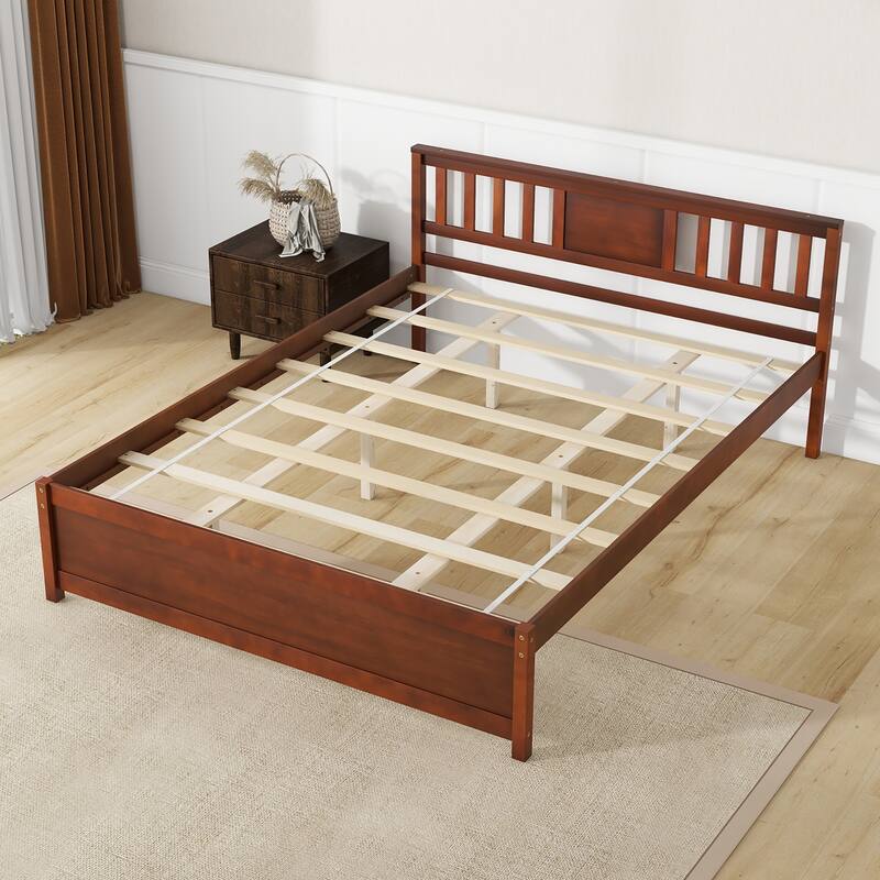 Gymax Twin/Full/Queen Size Bed Frame w/ Headboard Wood Slat Support No