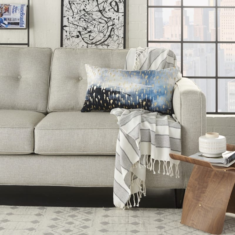 HomeRoots Blue Abstract Lumbar Pillow